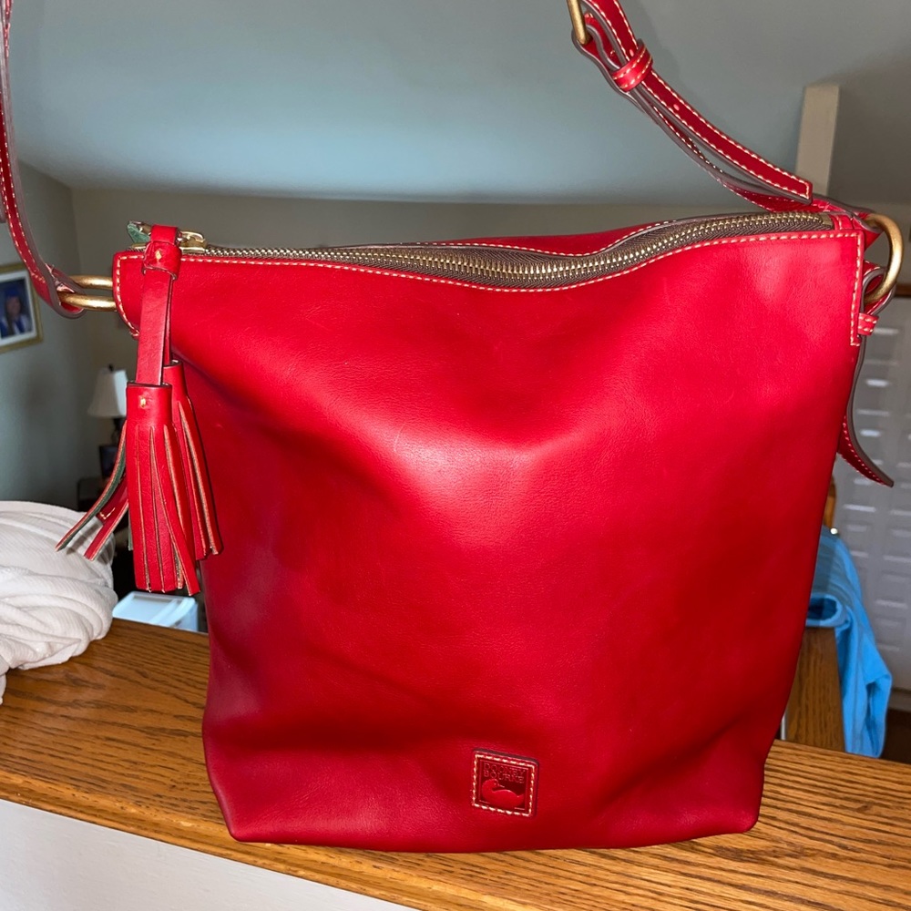 Dooney & Bourke Florentine Leather Red Dixon Hobo